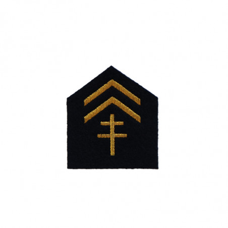 2 chevrons of presence or seniority with Cross of Lorraine in golden thread