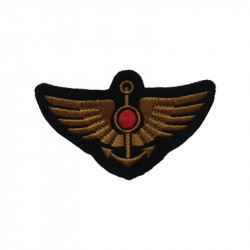 Aerostation arm badge embroidered on dark blue wool - officer