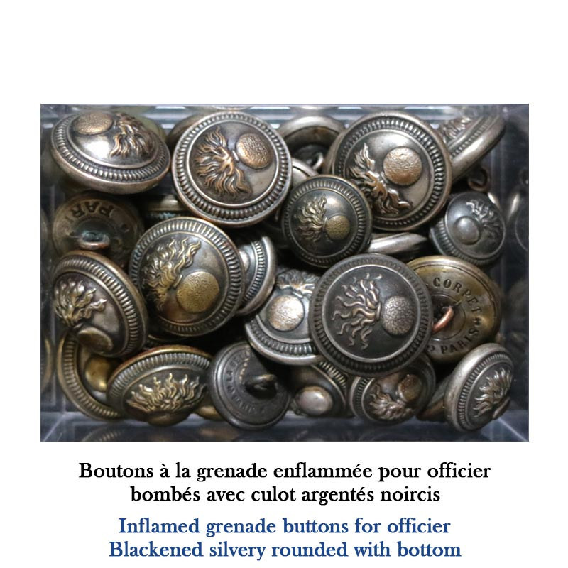 Unretouched blackened inflamed grenade buttons for officer