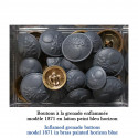 Boutons à la grenade modèle 1871 en laiton peint bleu horizon