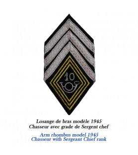 Arm rhombus model 1945 - Chasseur insignia with Sergeant Chief rank