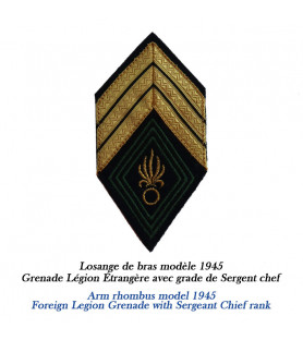 Arm rhombus model 1945 - Chasseur insignia with Sergeant Chief rank