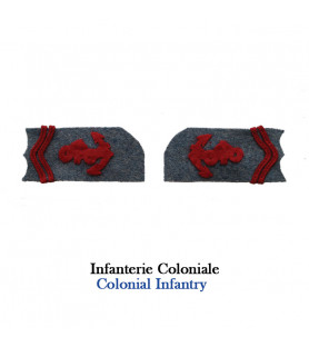 2 pattes de col pour veste modèle 1915 Colonie sur drap de fond bleu horizon 1