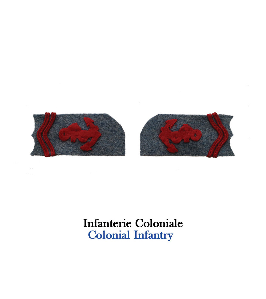 2 collar tabs for jacket model 1915 Colony in horizon blue 1 background wool