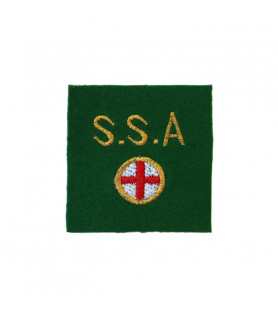 Insigne de bras des SSA (Sections Sanitaires Automobiles) en drap de fond en laine vert moyen