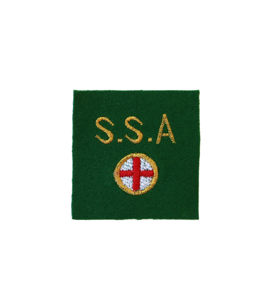 Insigne de bras des SSA (Sections Sanitaires Automobiles) en drap de fond en laine vert moyen