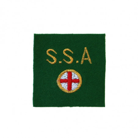 Insigne de bras des SSA (Sections Sanitaires Automobiles) en drap de fond en laine vert moyen