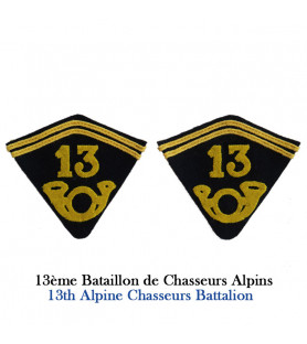 2 collar tabs second model greatcoat for Alpine Chasseur in dark blue background wool