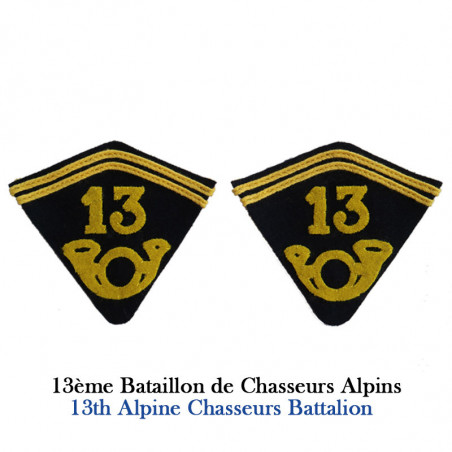 2 pattes de col pour capote second modèle Chasseur en drap de fond bleu nuit