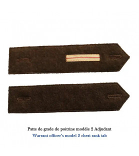 Patte de grade de poitrine Adjudant en drap kaki marron modèle 2