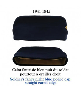 Bonnet de police Fantaisie (1941-1945) avec pourtour à oreilles droit en drap kaki
