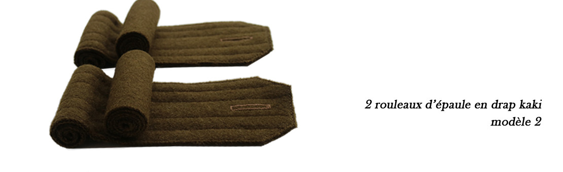 2 rouleaux ou pattes d'épaule en drap de laine kaki dit France 1940